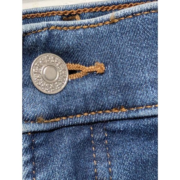 Express Women's Blue Medium-Wash Distressed Skinny Mid-Rise Denim Jeans Size 8L - Picture 6 of 7